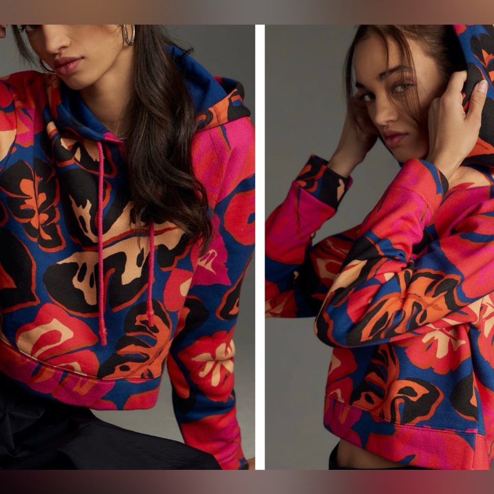Farm Rio Printed Hooded Sweatshirt, Size S